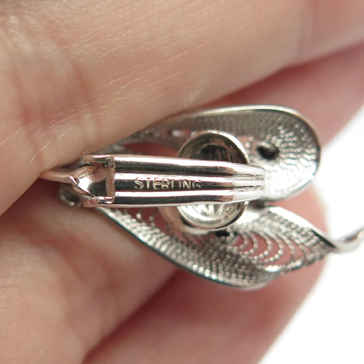 925 Sterling Silver Vintage Filigree Modernist Earrings