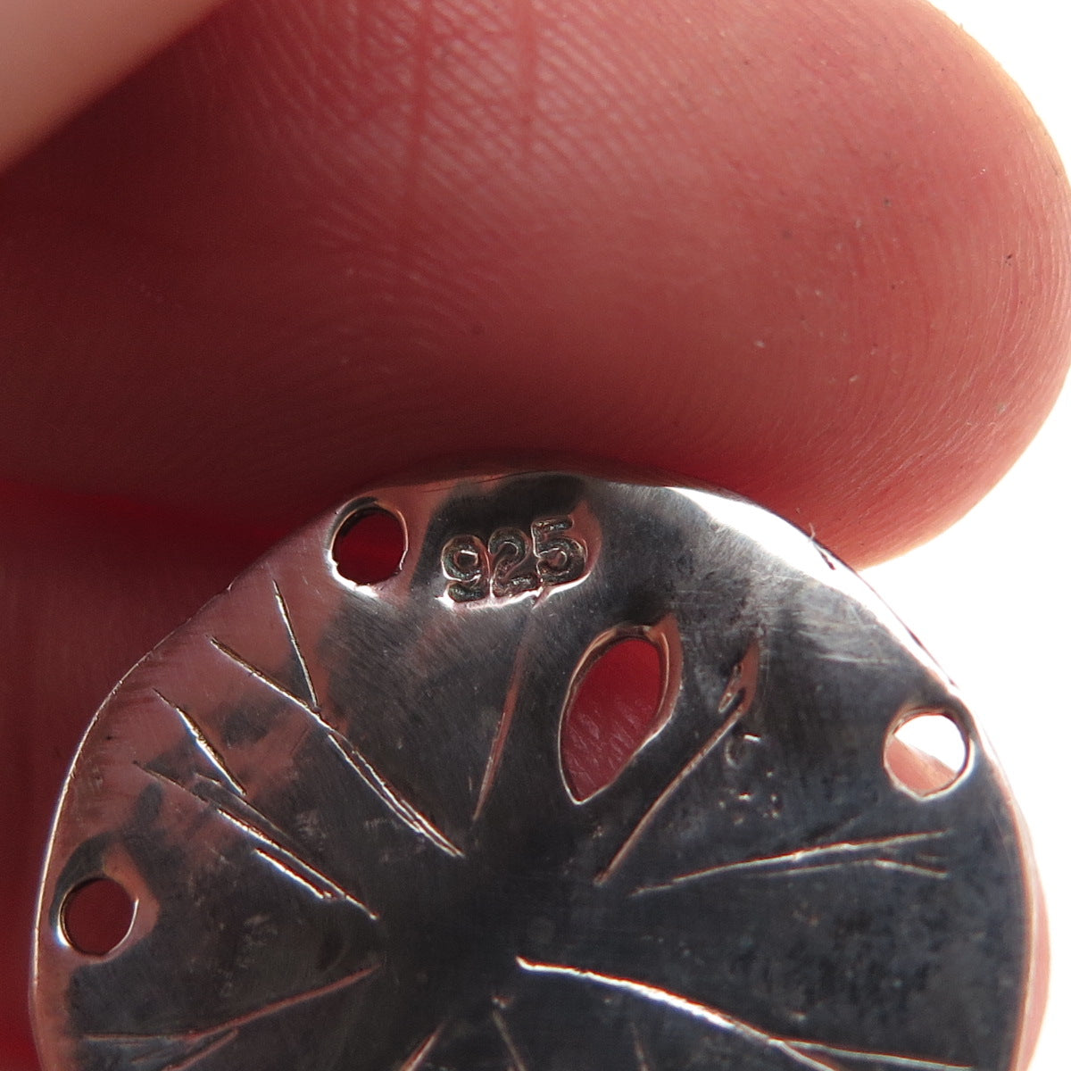 925 Sterling Silver Vintage Sand Dollar Oxidized Charm Pendant