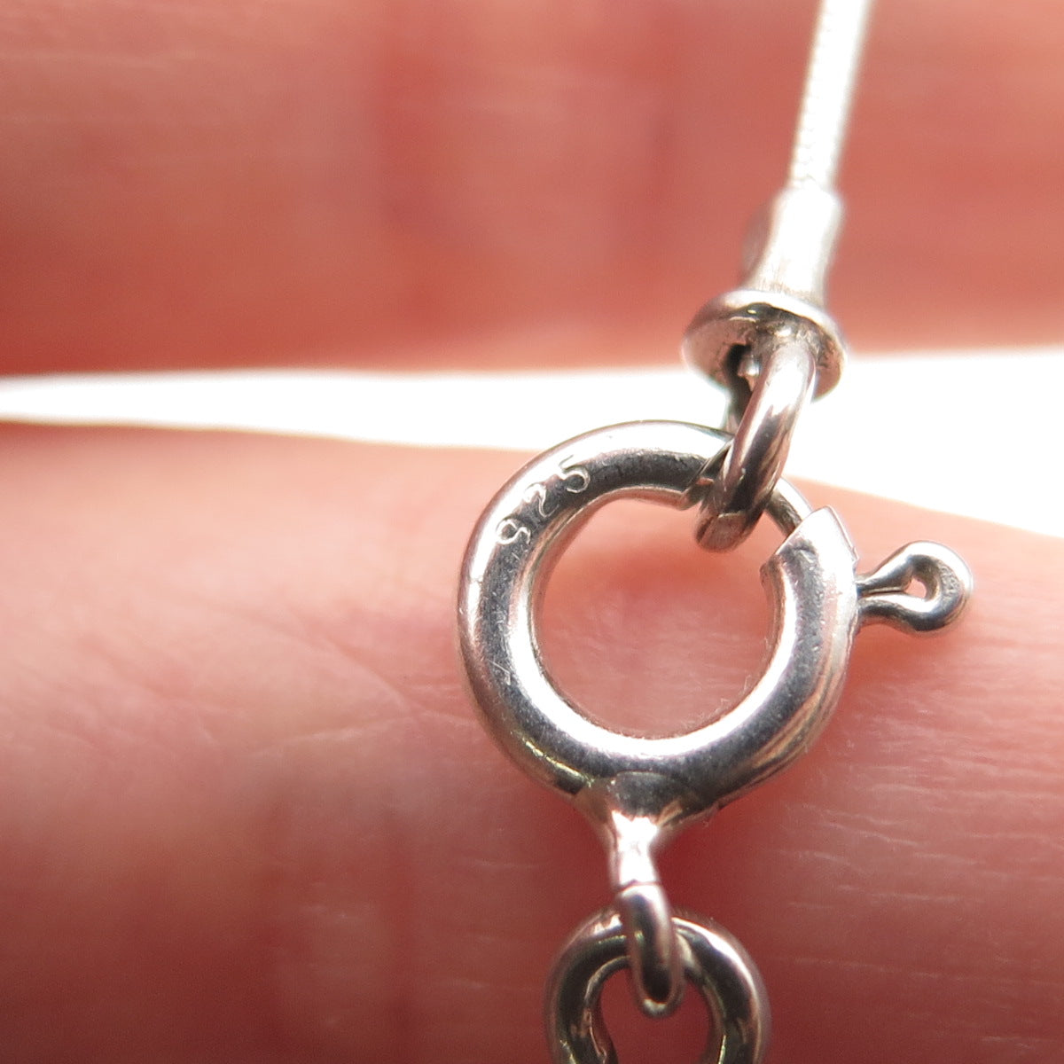 925 Sterling Silver Vintage Real Opal Modernist Snake Chain Necklace 18"