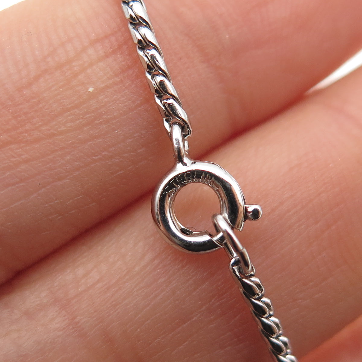 LORAN SIM 925 Sterling Silver Antique Art Deco Rhinestone Chain Necklace 16"