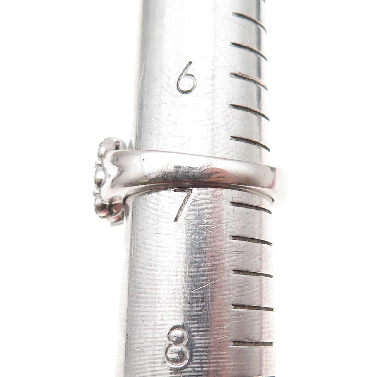 925 Sterling Silver Real Round-Cut Diamond Ring Size 7
