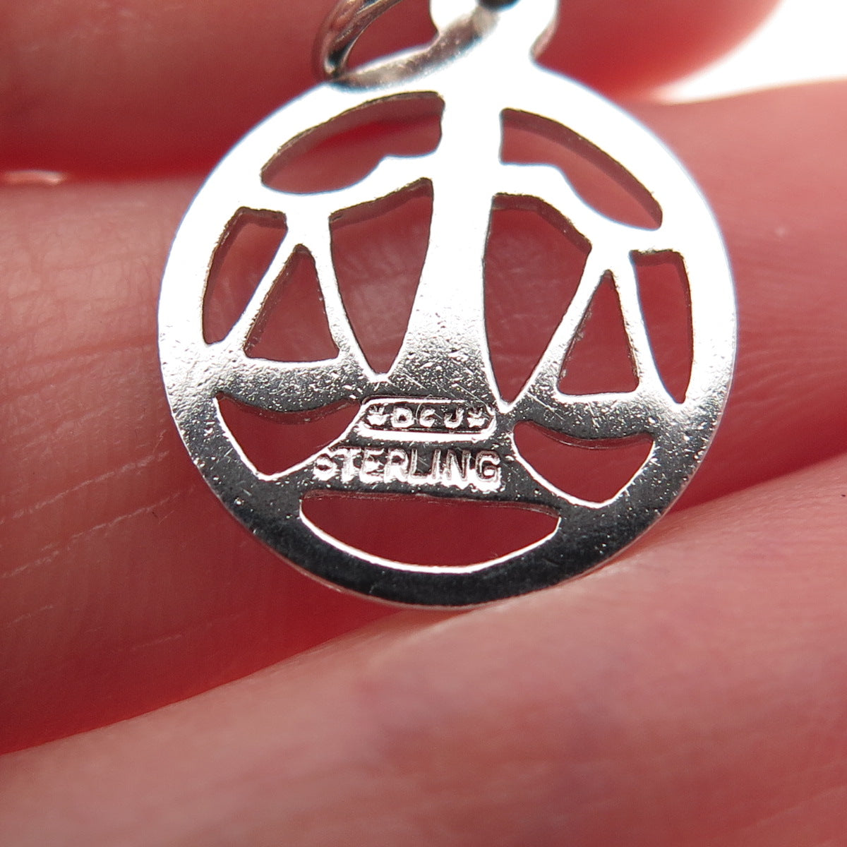 925 Sterling Silver Vintage DCJ Libra Zodiac Sign Mini Charm Pendant