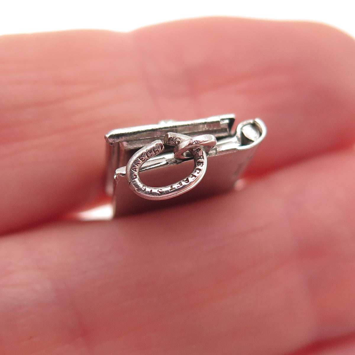 Danecraft 925 Sterling Antique Art Deco Cross Prayer Locket Mini Charm Pendant