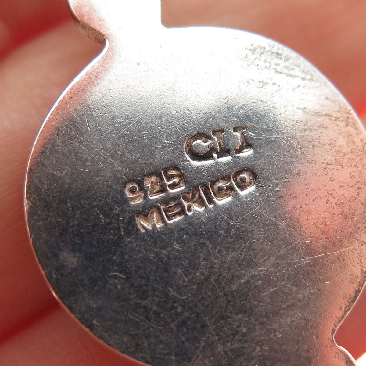 925 Sterling Silver Vintage CII Mexico Real Black Onyx Modernist Charm Pendant
