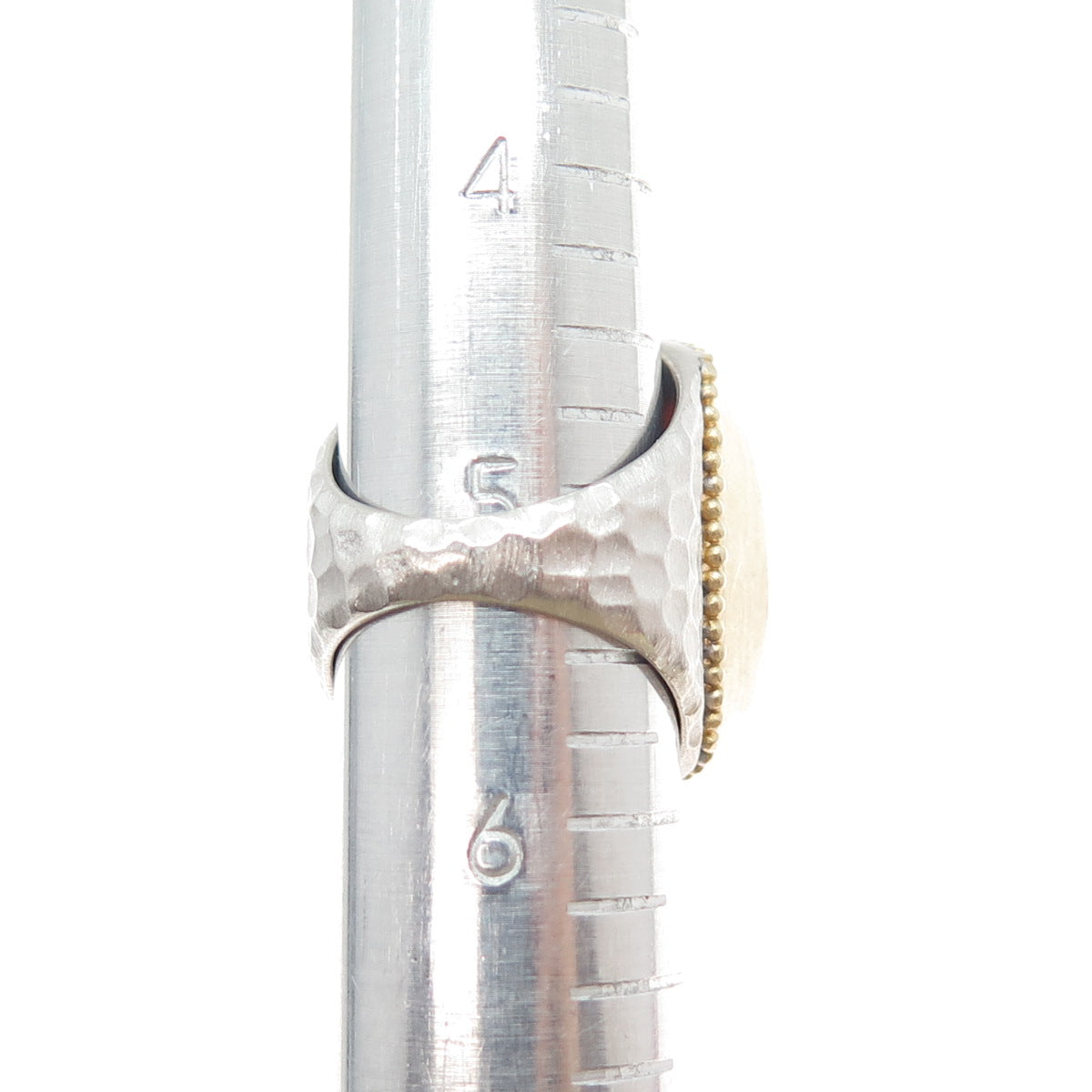 925 Sterling Silver 2-Tone Vintage HB Artisan Real Pink Opal Ring Size 5.25