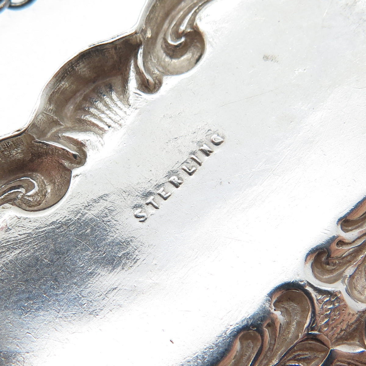 925 Sterling Silver Antique Art Deco Rye Repousse Bottle Tag