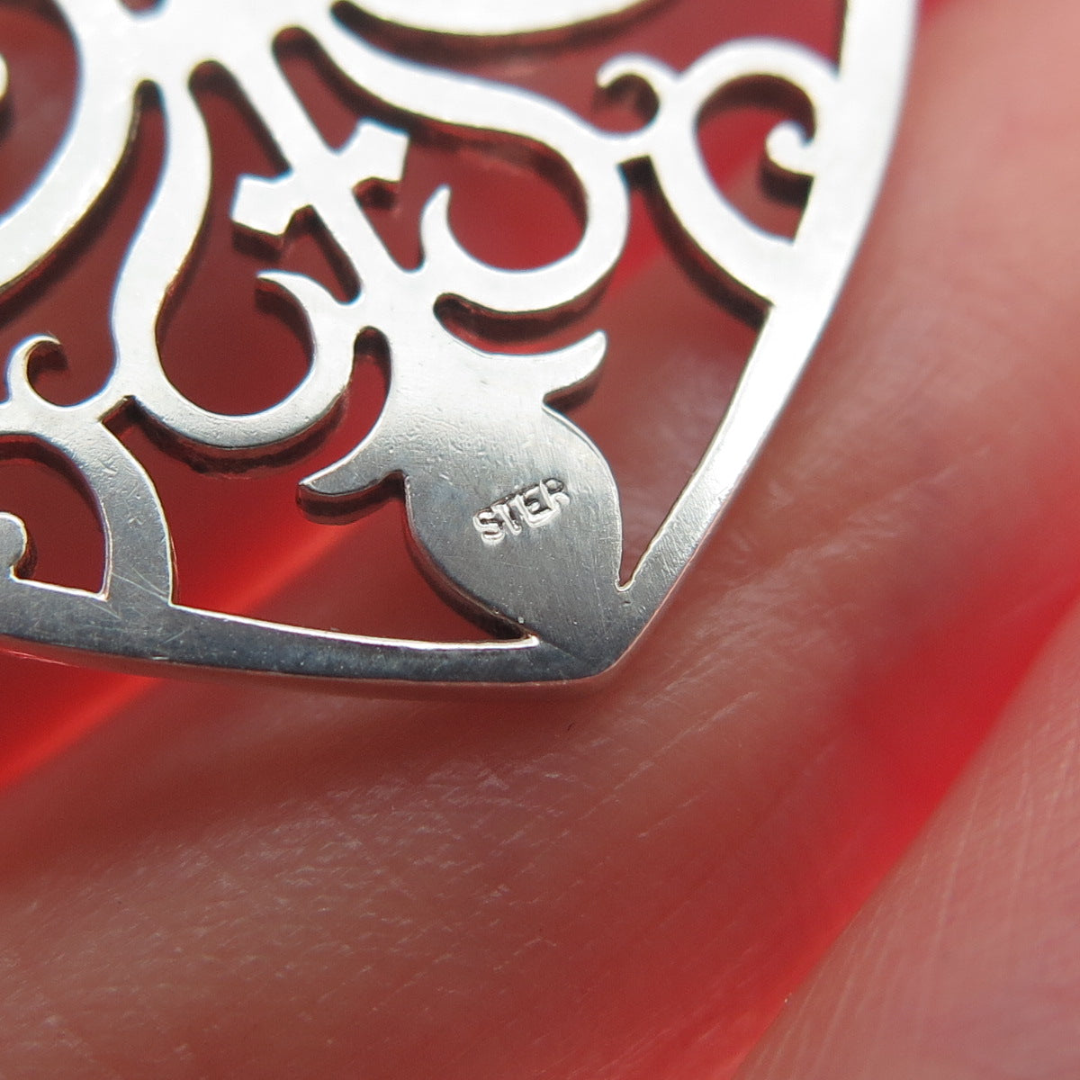 925 Sterling Silver Vintage Ornate Heart Charm Pendant