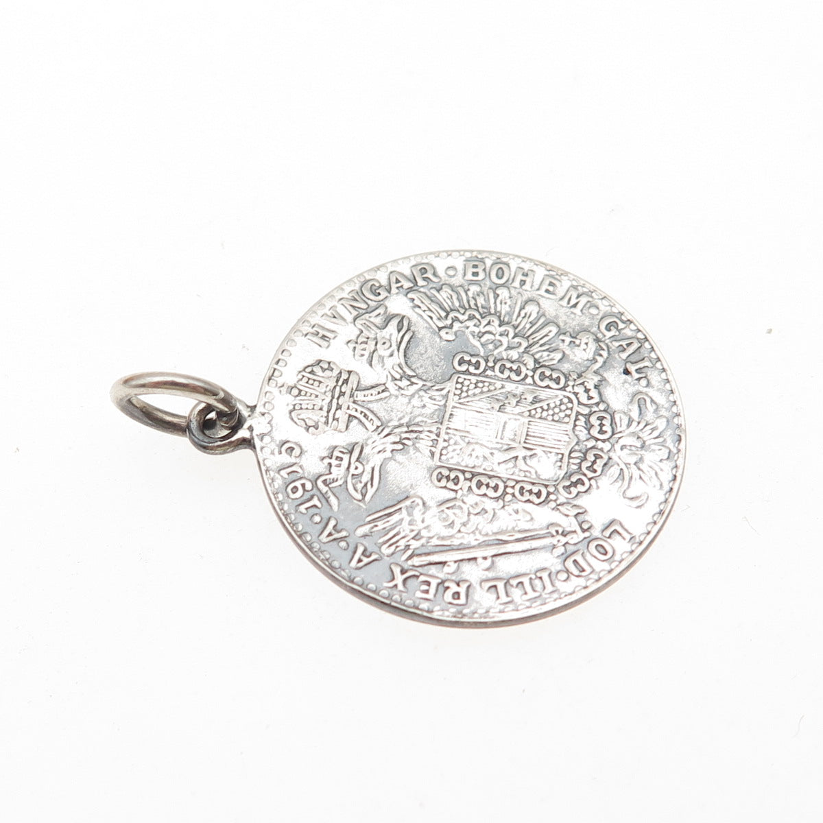 Silver Antique 1915 Austrian Empire Franz Joseph I Coin Replica Charm Pendant
