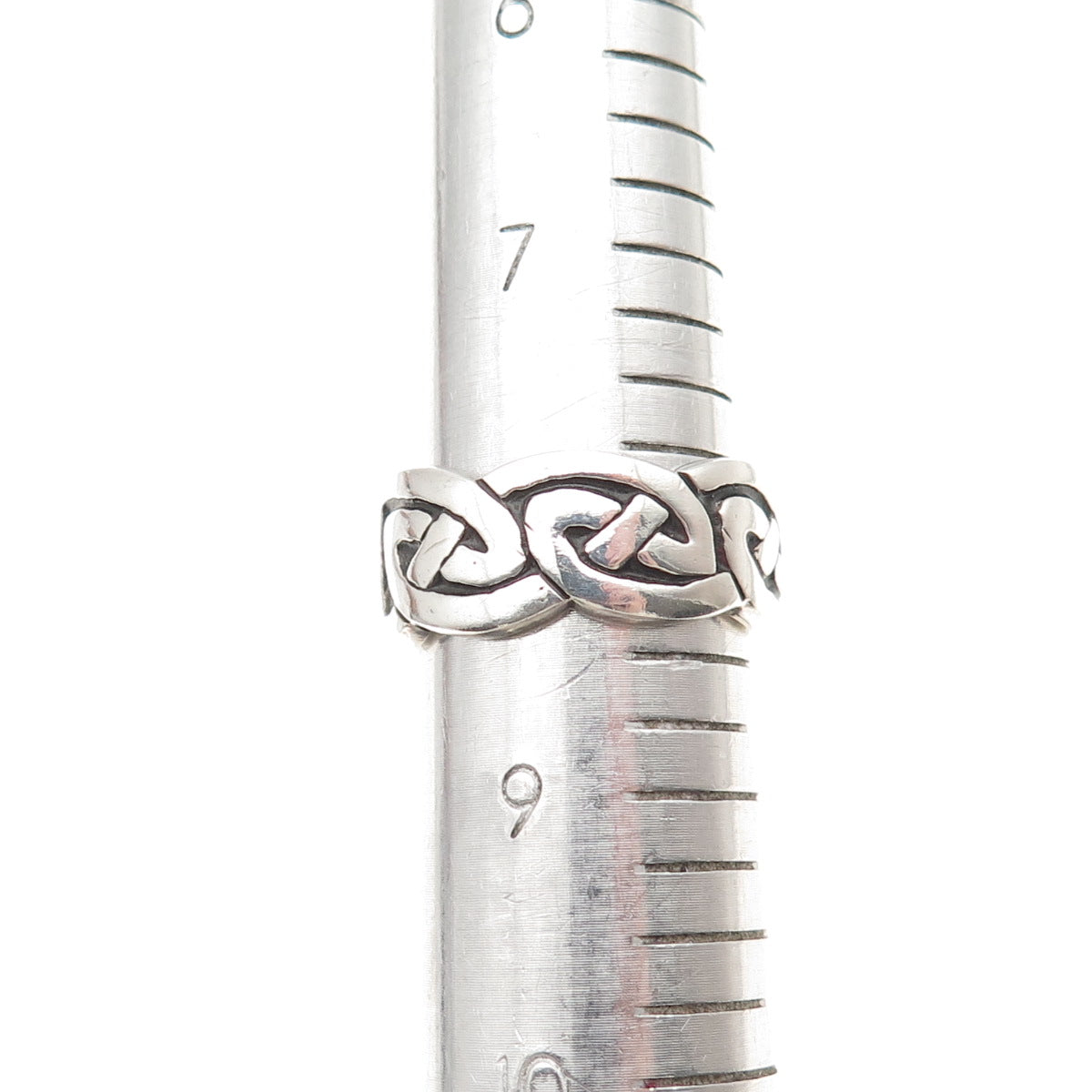 925 Sterling Silver Vintage Celtic Knot Oxidized Band Ring Size 8.5