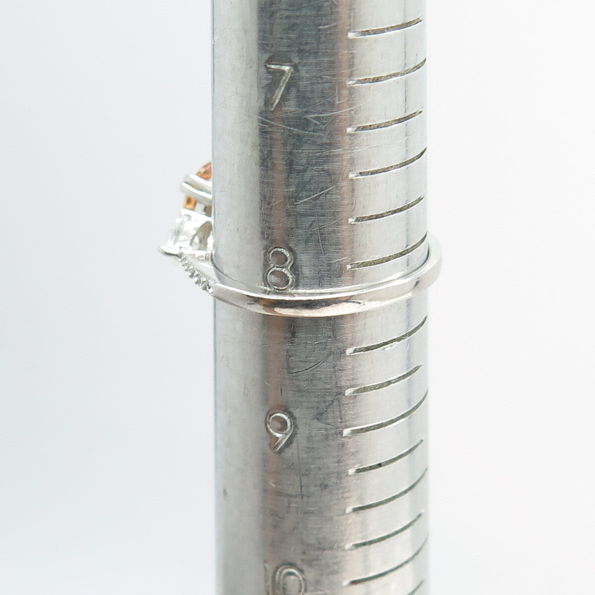 925 Sterling Silver White & Champagne-Color C Z Ring Size 8.25