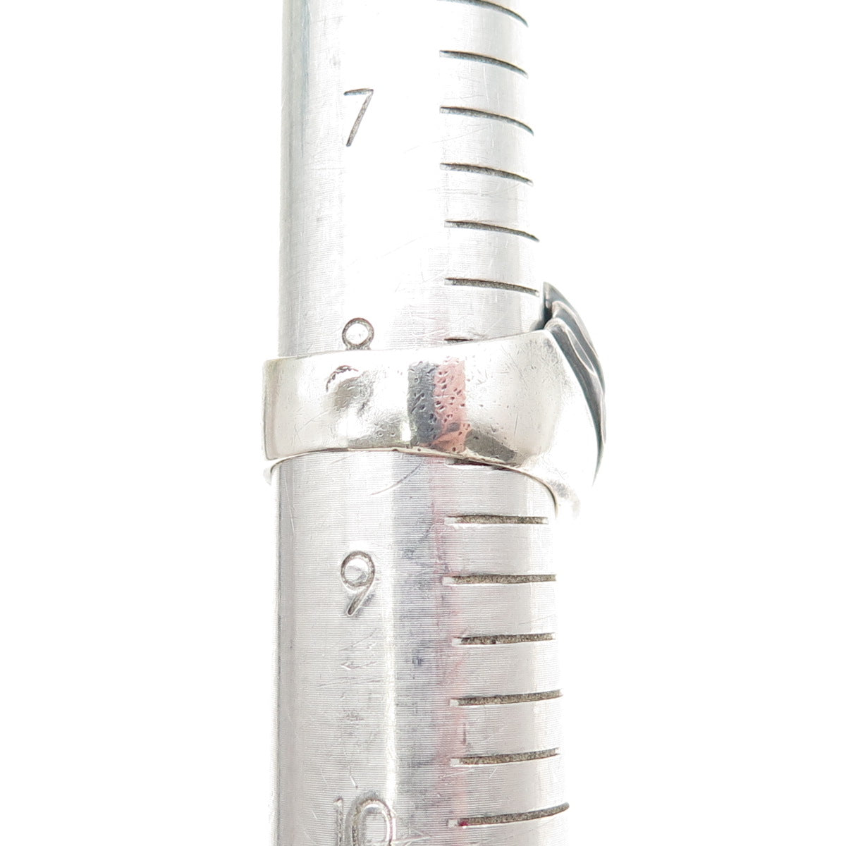 925 Sterling Silver Vintage Modernist Ribbed Dome Oxidized Ring Size 8.5