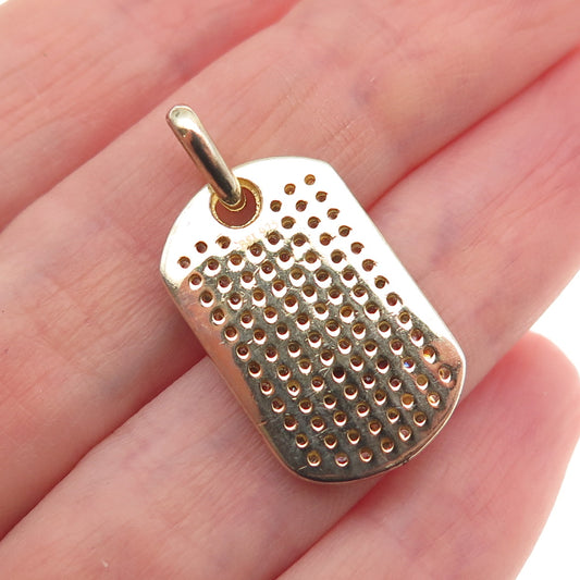 925 Sterling Silver Gold Plated Round-Cut C Z Tag Charm Pendant