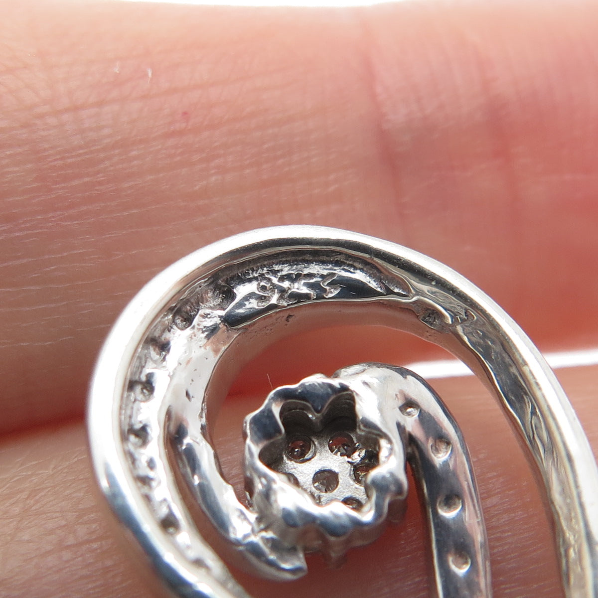 925 Sterling Silver Real Round-Cut Black & White Diamond Infinity Pendant