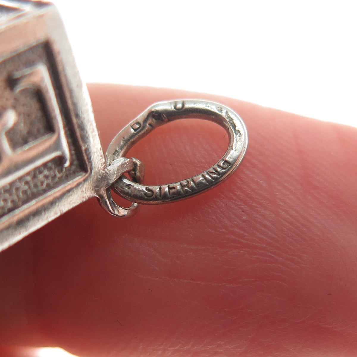 BEAU 925 Sterling Silver Vintage Baby Alphabet Building Block Mini Charm Pendant