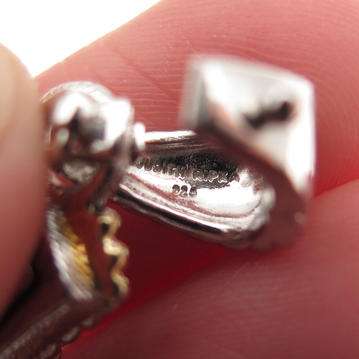 JUDITH RIPKA 925 Sterling Silver 2-Tone Real Amethyst & C Z Cross Pendant