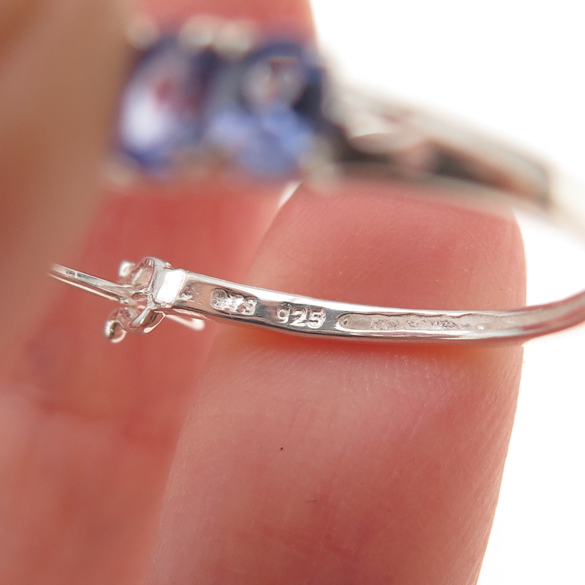 Chuck Clemency 925 Sterling Silver Real Oval-Cut Tanzanite Hoop Earrings
