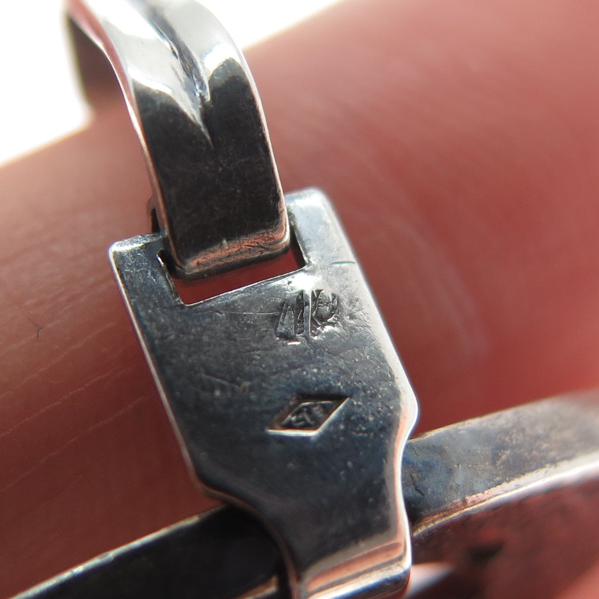 925 Sterling Silver Vintage Modernist Oxidized Oval Panel Link Bracelet 6.75"