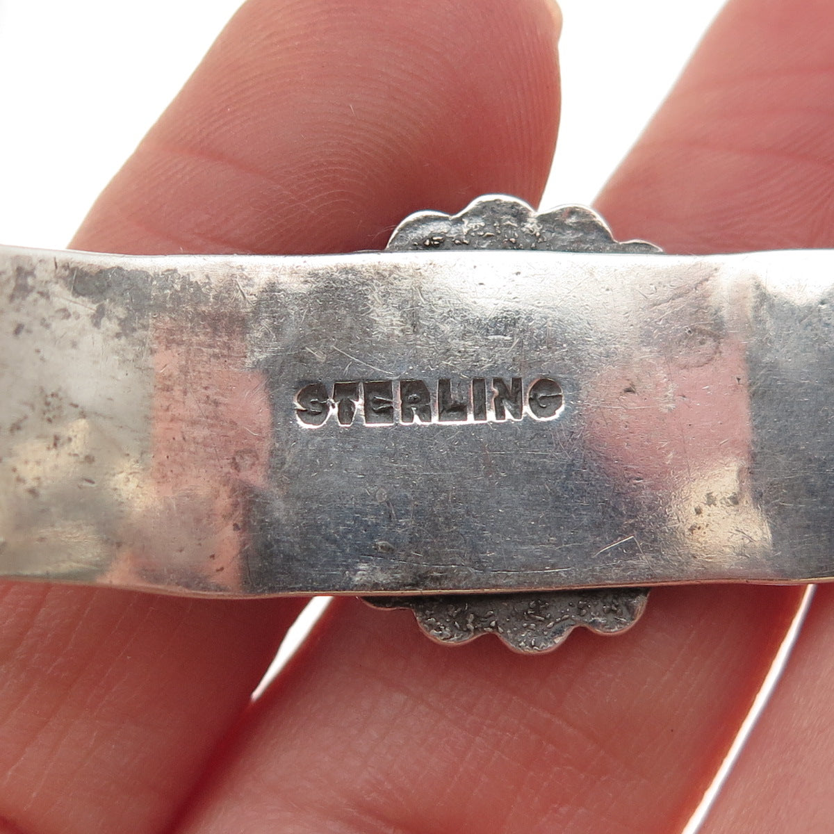 Old Pawn 925 Sterling Silver Vintage Kingman Turquoise Adjustable Bracelet 6.25"