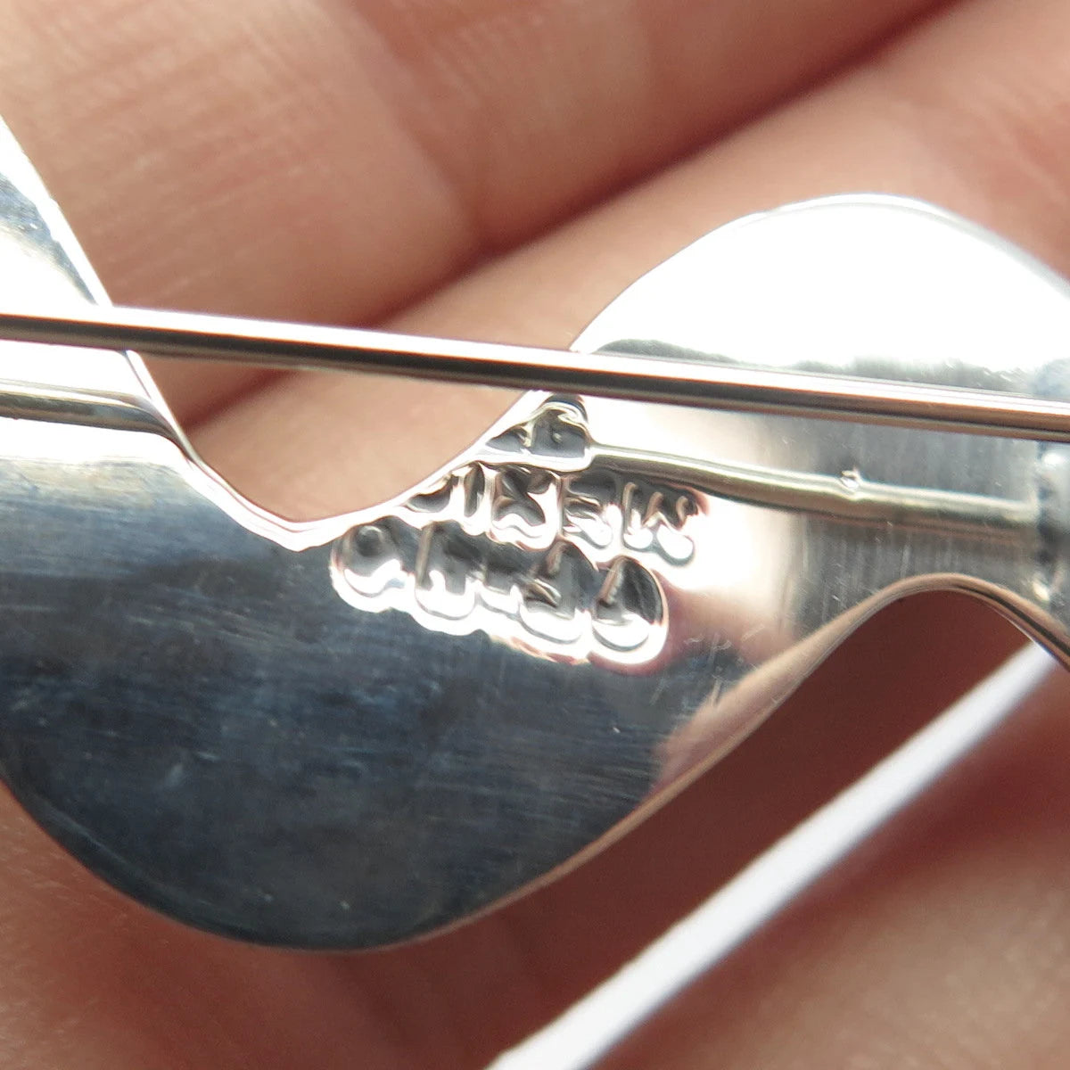 925 Sterling Silver Vintage Mexico Wavy / Snake Pin Brooch