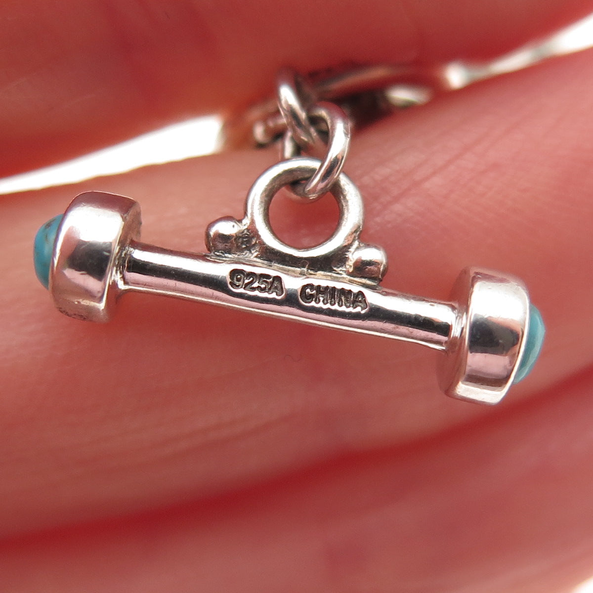 925 Sterling Silver Vintage Real Lone Mountain Turquoise Floral Bracelet 7.25"