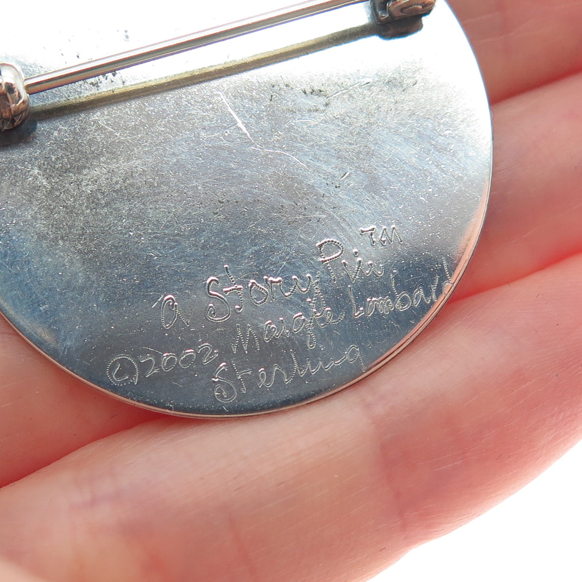 MARGIE LOMBARD 925 Sterling Silver Vintage 2002 True Friends A Story Pin Brooch