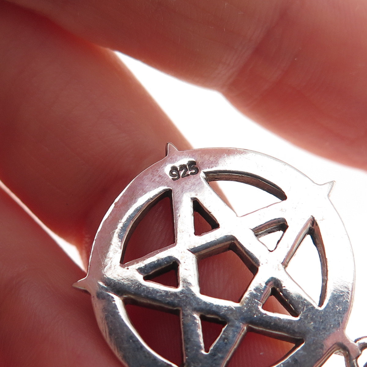 925 Sterling Silver Vintage Pentagram Oxidized Pendant