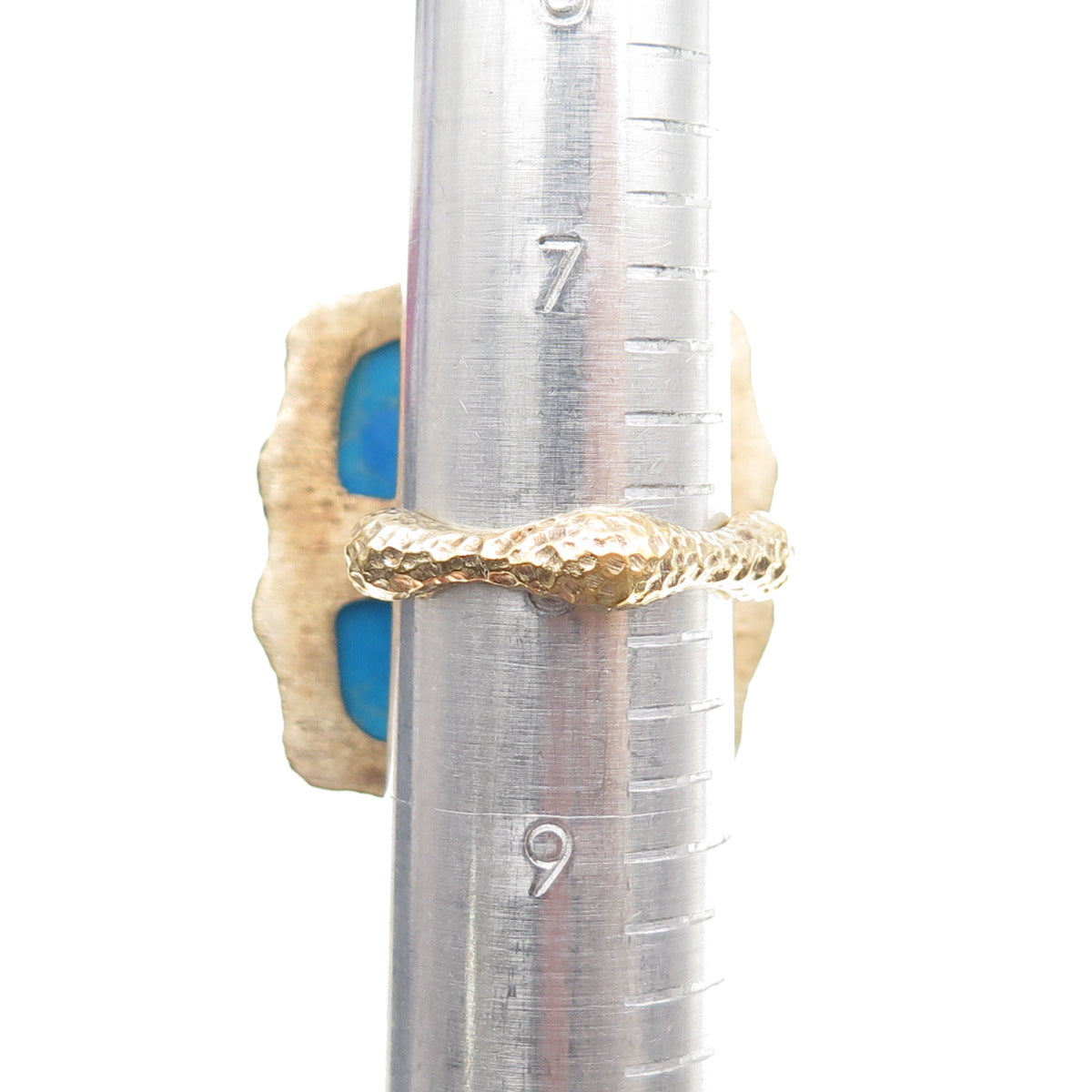 925 Sterling Silver Gold Plated Faux Turquoise Statement Ring Size 8