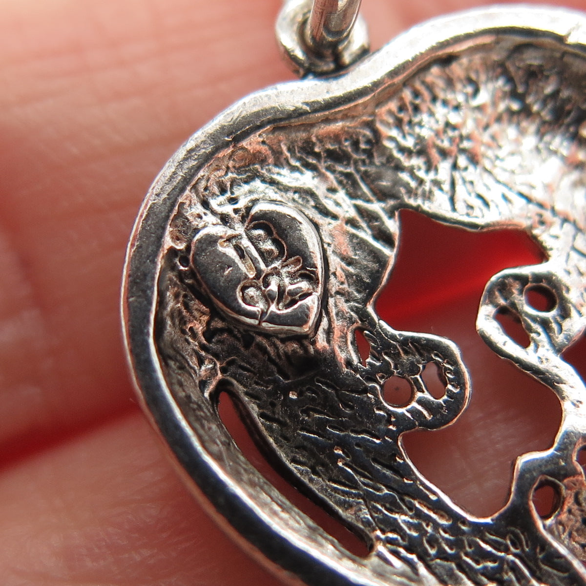 TRU BELIEVERS 925 Sterling Vintage Reflection of Christ Heart w/ Angels Pendant