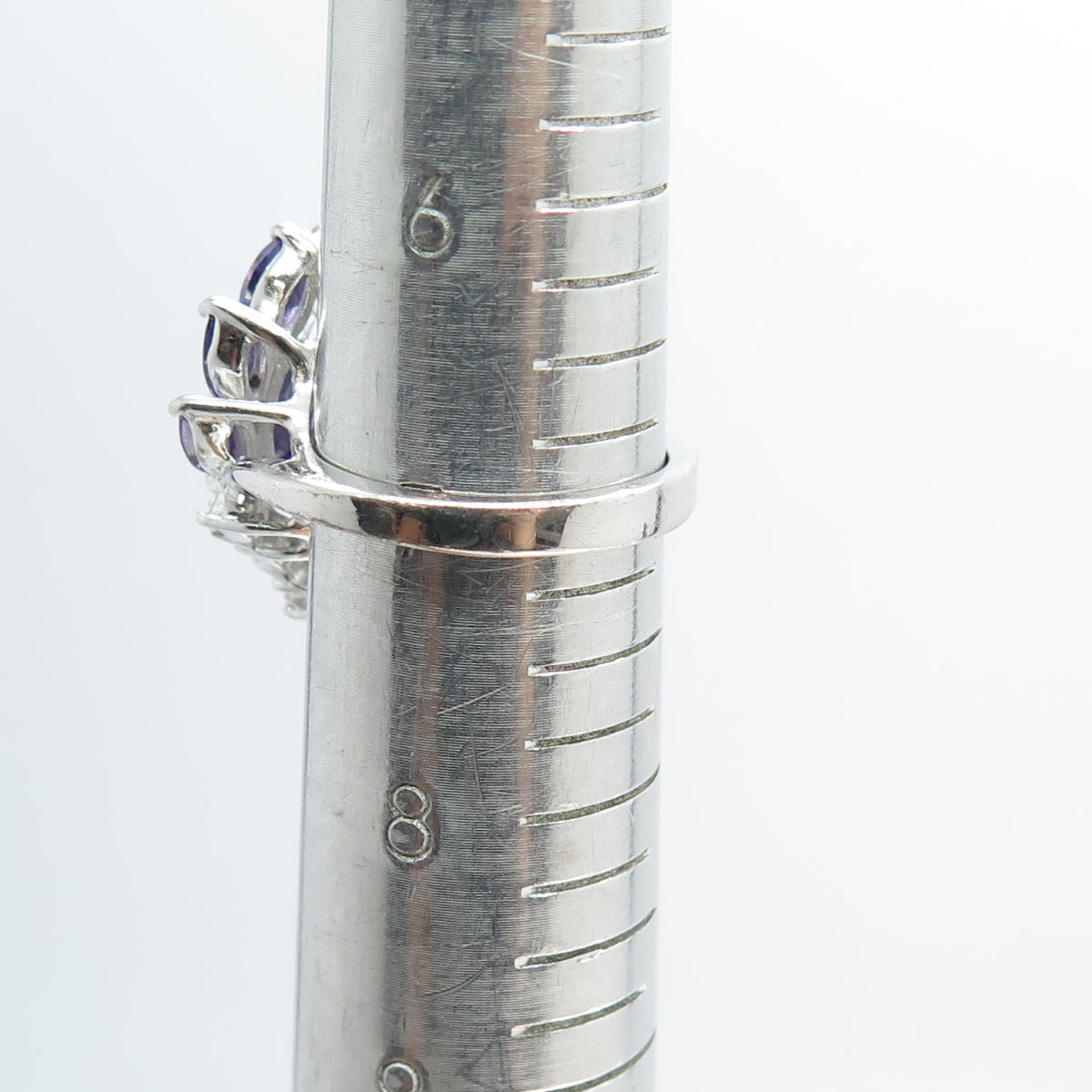 925 Sterling Silver Purple & White C Z Ring Size 7