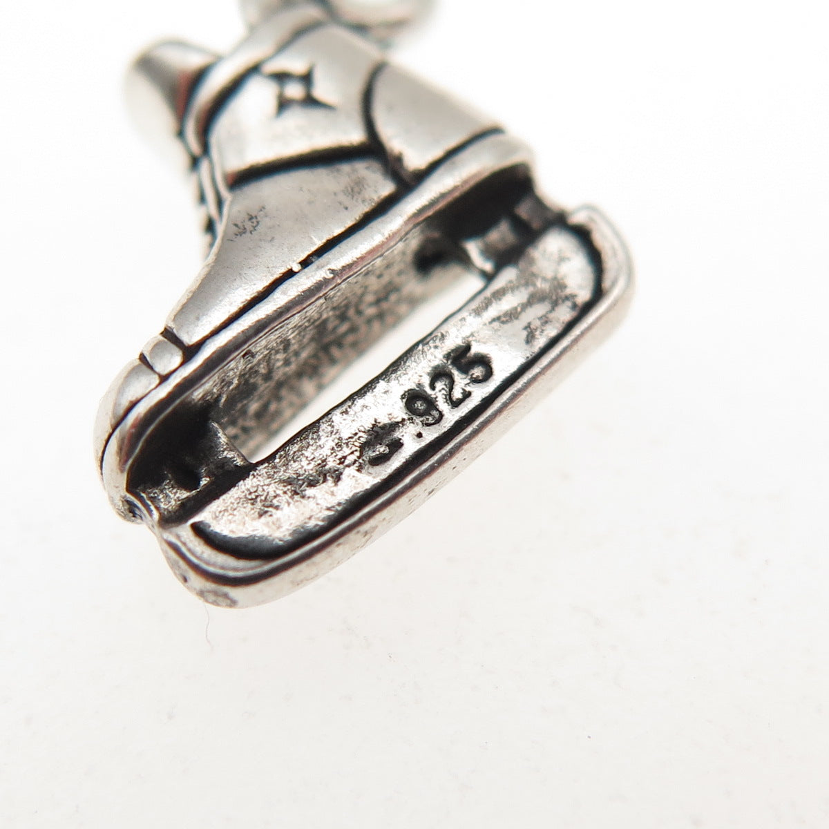 Sunwest 925 Sterling Silver Vintage Ice Skate Shoe Oxidized Mini Charm Pendant