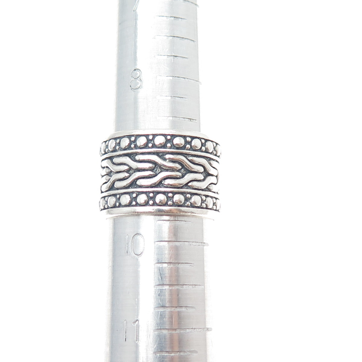 925 Sterling Silver Vintage Modernist Oxidized Wide Band Ring Size 9.75