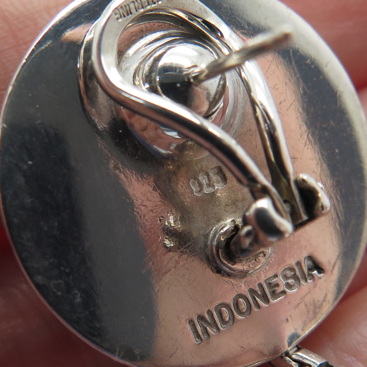 925 Sterling Silver Vintage Flower Drop Dangle Omega Back Earrings