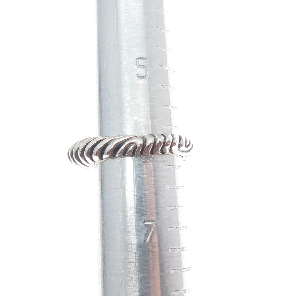 925 Sterling Silver Vintage Modernist Ribbed Heart Oxidized Ring Size 6