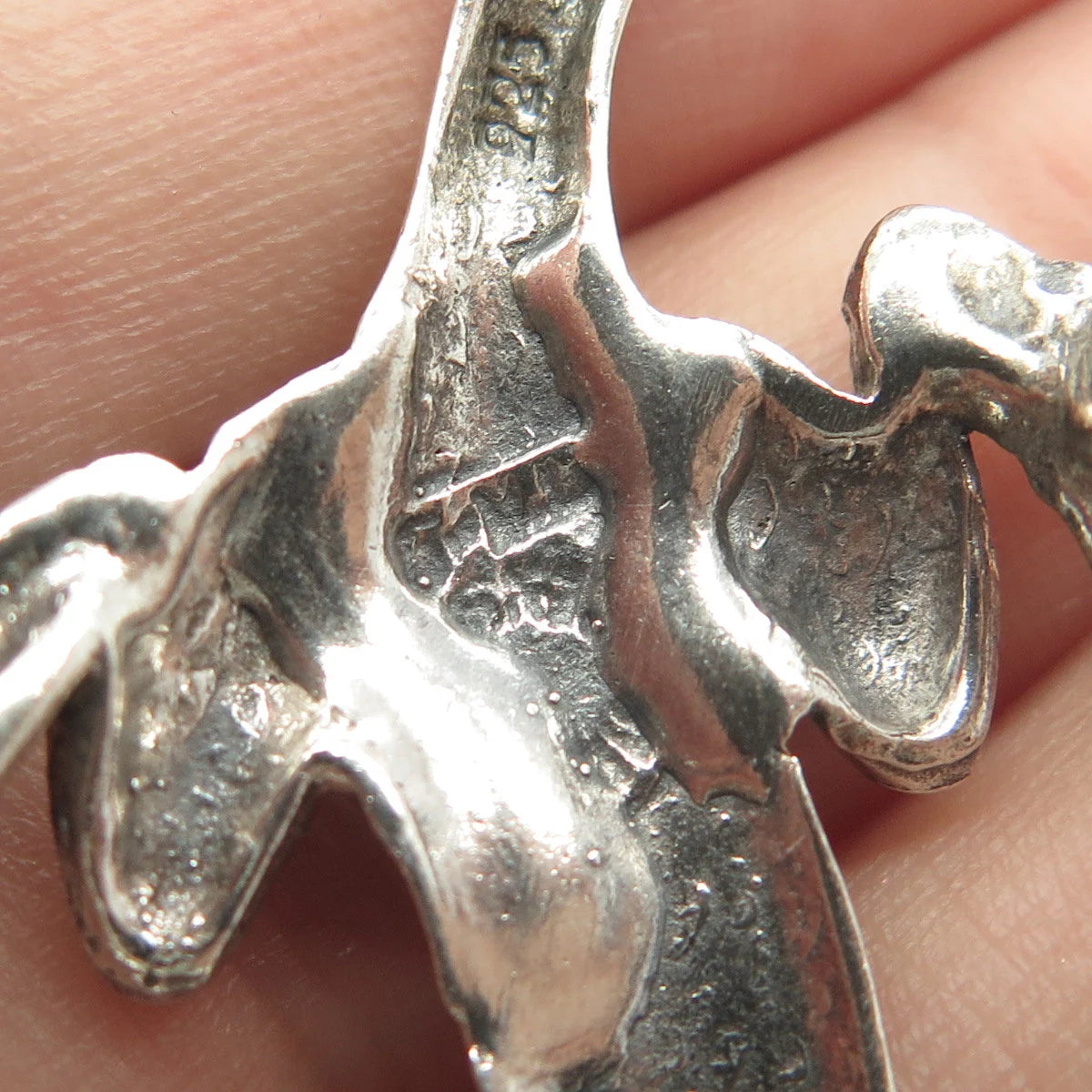 925 Sterling Silver Vintage Handmade Lizard Pin Brooch