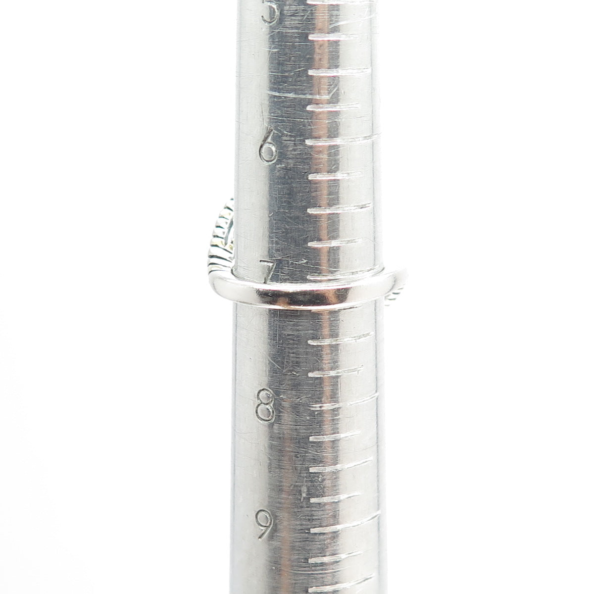 925 Sterling Silver Cushion-Cut Blue C Z Bypass Ring Size 7.25