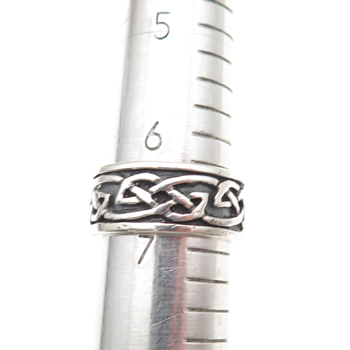 925 Sterling Silver Vintage Celtic Knot Oxidized Band Ring Size 7