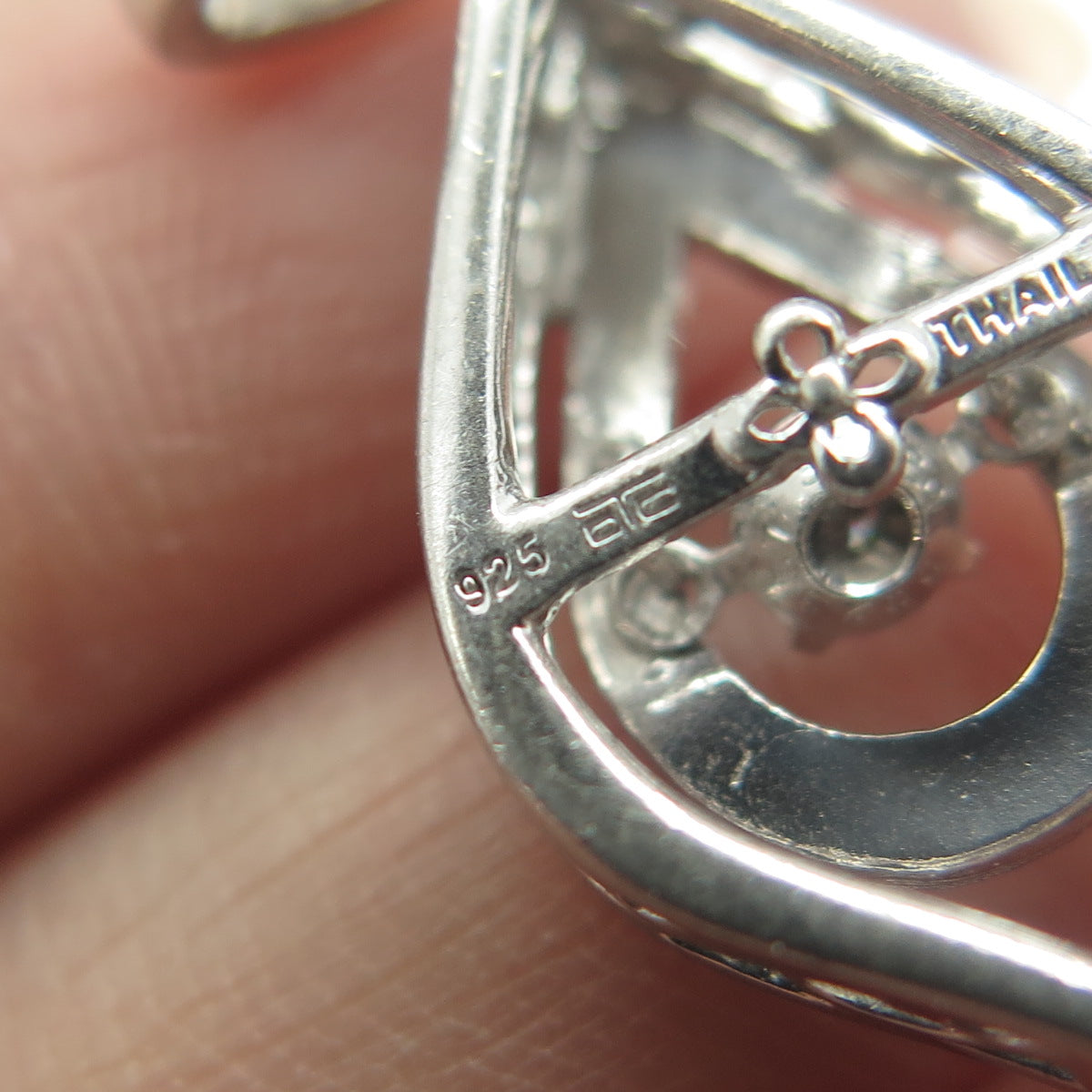 925 Sterling Silver OTC Real Round-Cut White Diamond Pendant