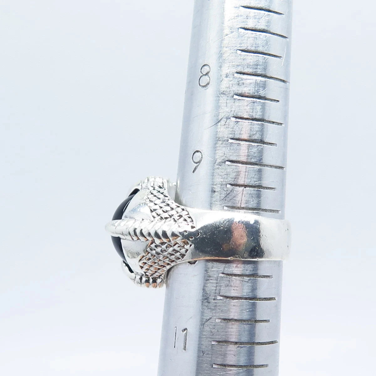 925 Sterling Silver Vintage Real Black Onyx Gemstone Ring Size 9.5