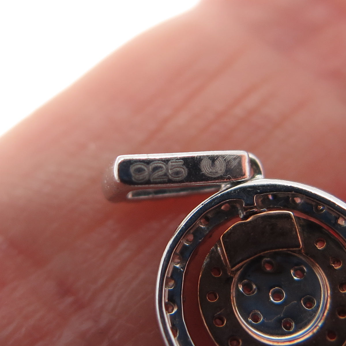 925 Sterling Silver 2-Tone Round-Cut C Z Minimalist Charm Pendant