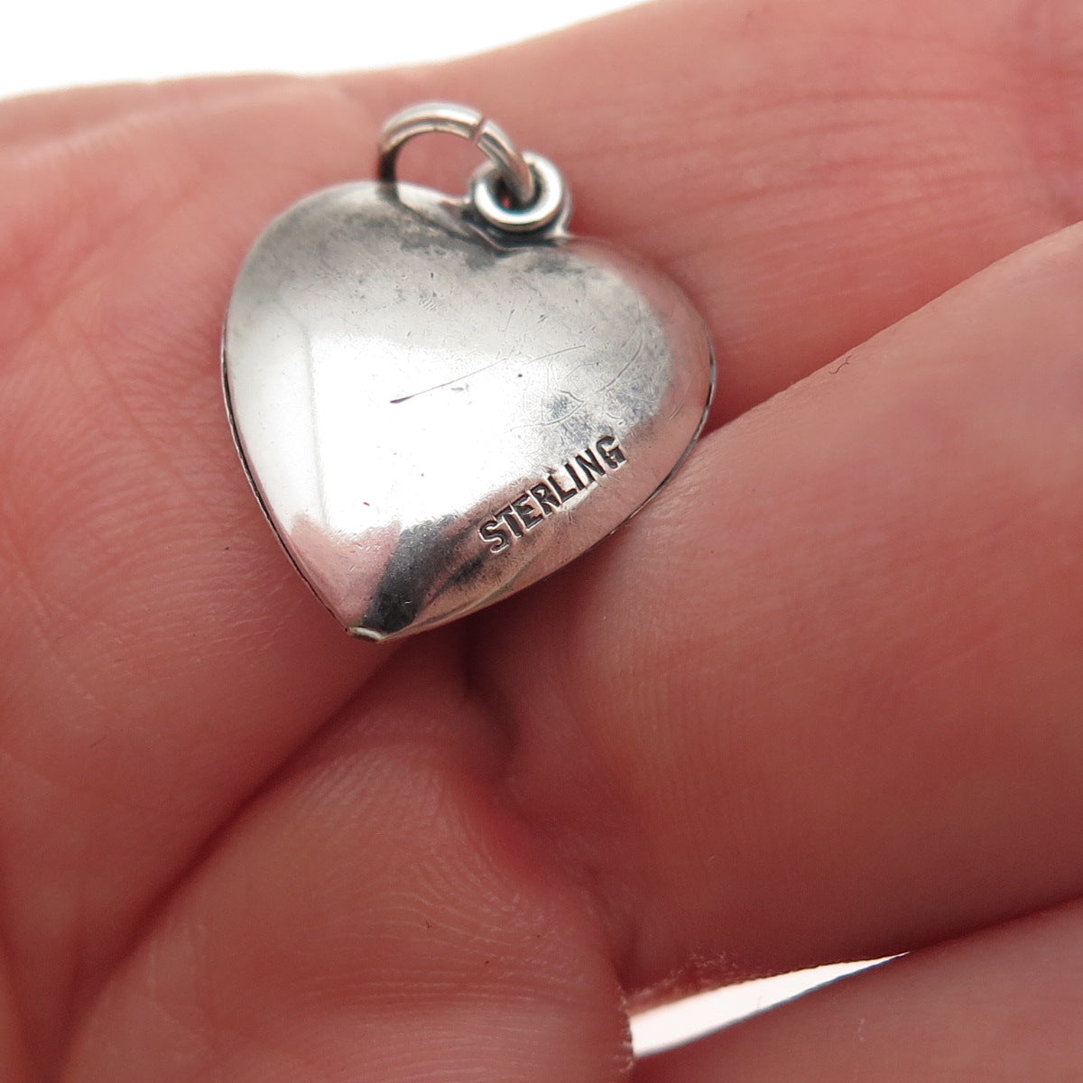 925 Sterling Silver Antique Art Deco Chatelaine Floral Heart Mini Charm Pendant