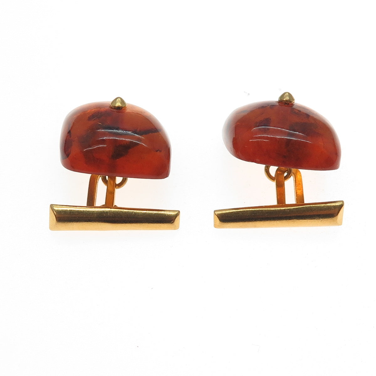 Gold Plated Vintage Real Amber Modernist Cufflinks