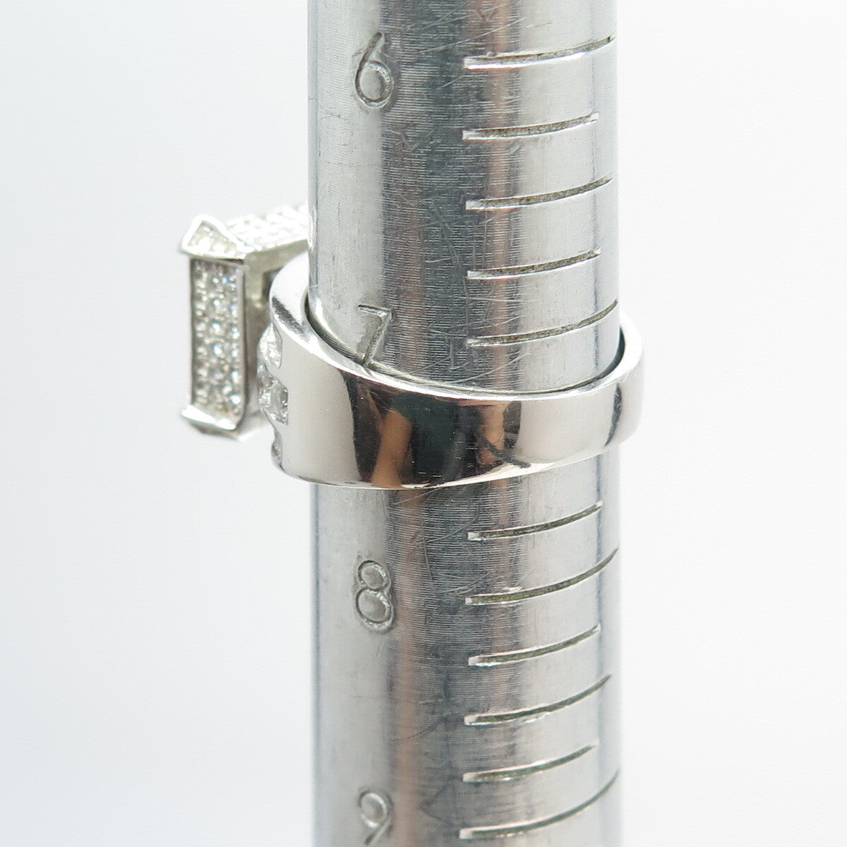 925 Sterling Silver Round-Cut C Z Statement Square Ring Size 7.5