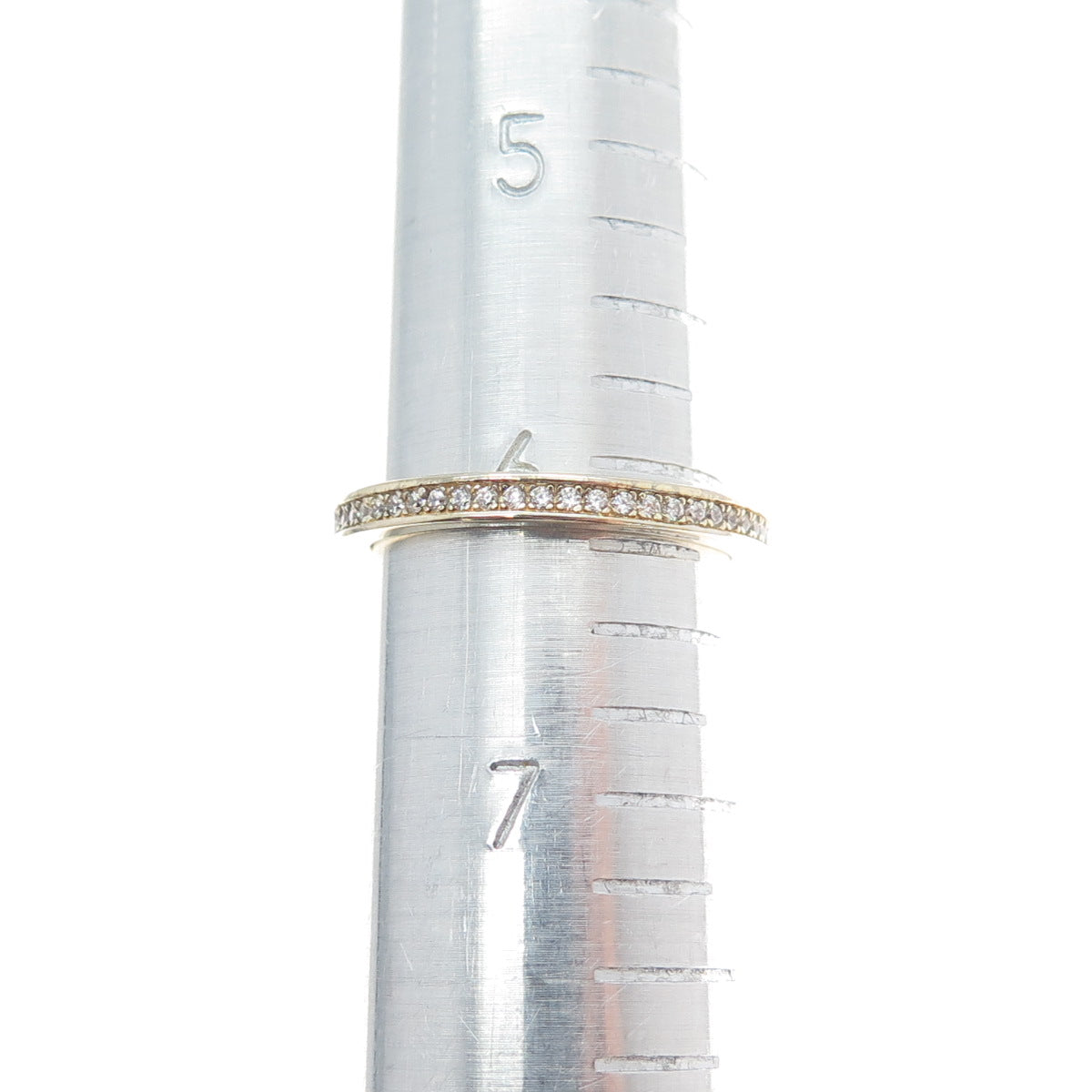 MILOR Sterling Gold Plated Italy Round-Cut C Z Cross Dangle Charm Ring Size 6.25