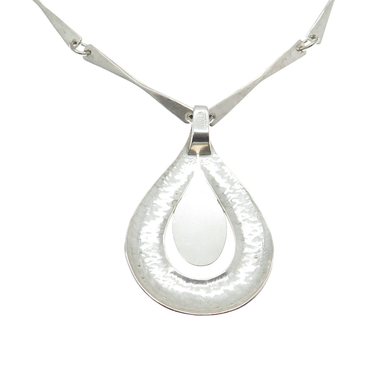 925 Sterling Silver Vintage Real Black Onyx Modernist Bar Chain Necklace 24"