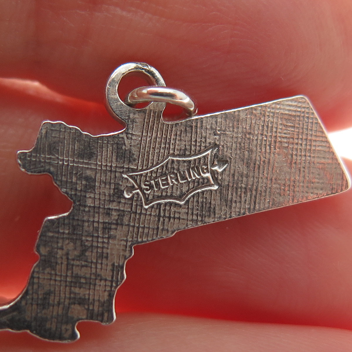 925 Sterling Silver Vintage Massachusetts State Map Minimalist Charm Pendant