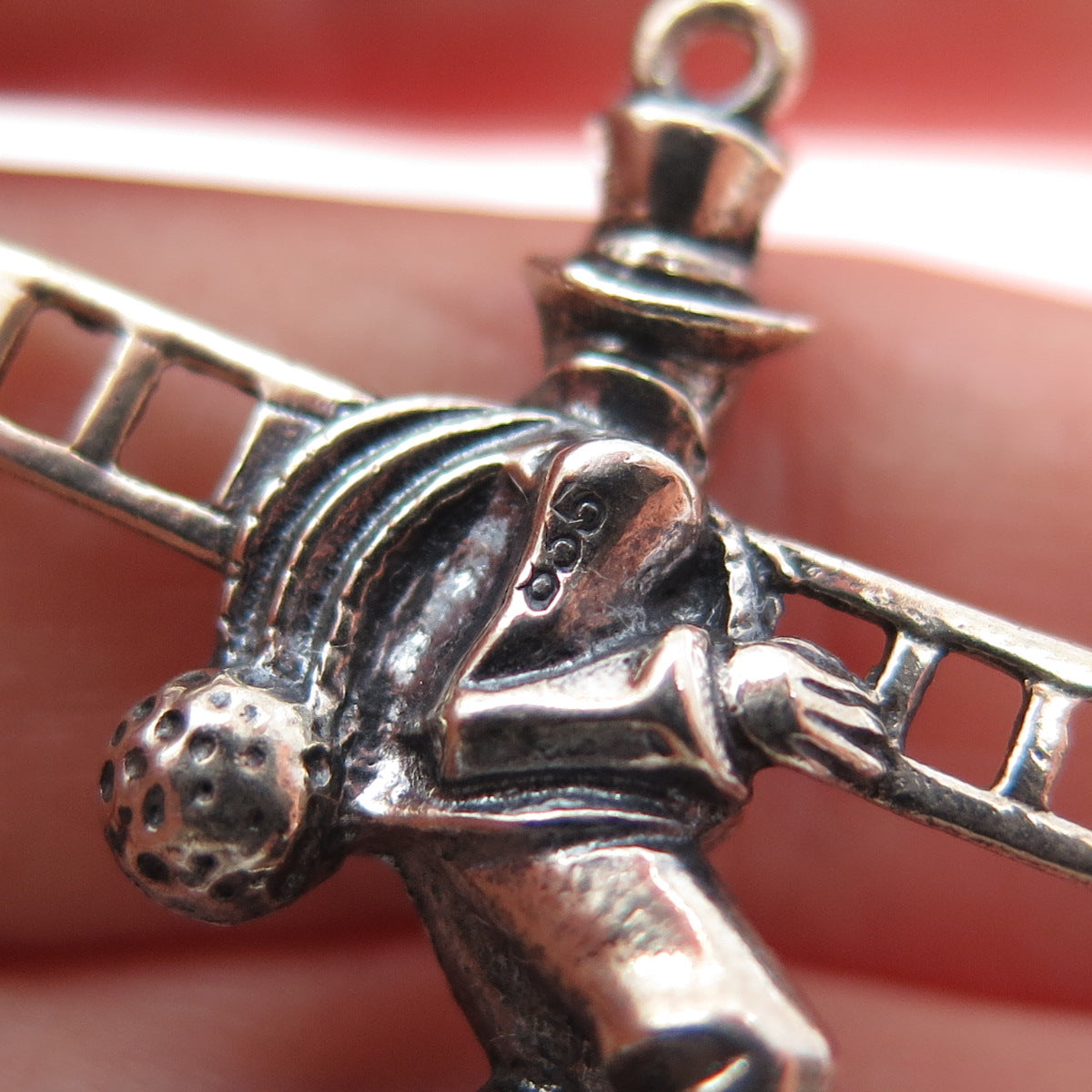 835 Silver Vintage European Chimney Sweep Oxidized Charm Pendant