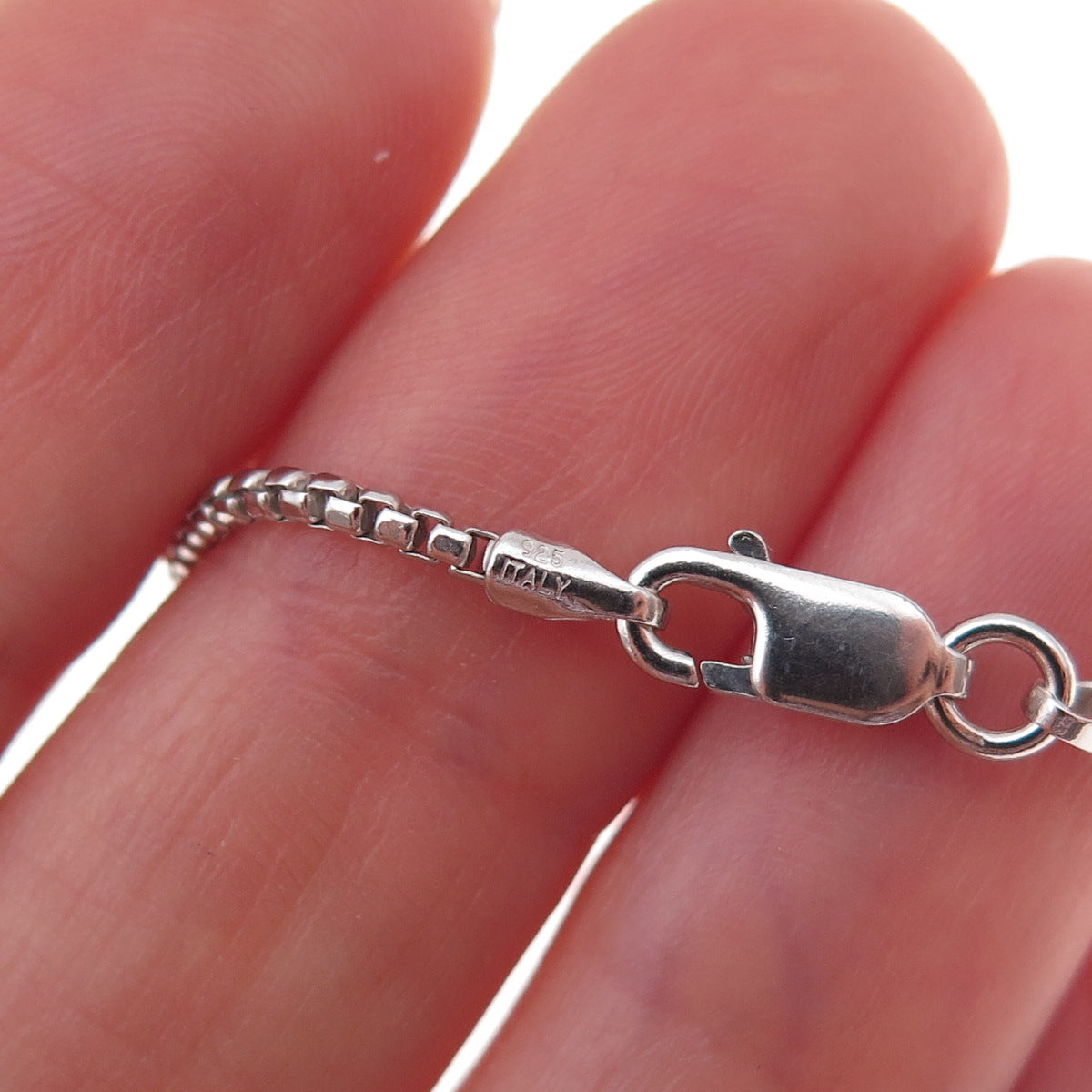 925 Sterling Silver Vintage Italy Round Box Chain Necklace 18"