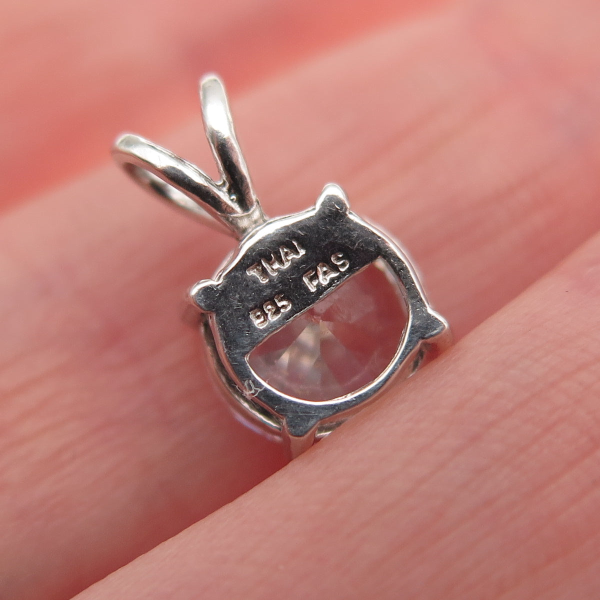 925 Sterling Silver Round-Cut C Z Mini Charm Pendant