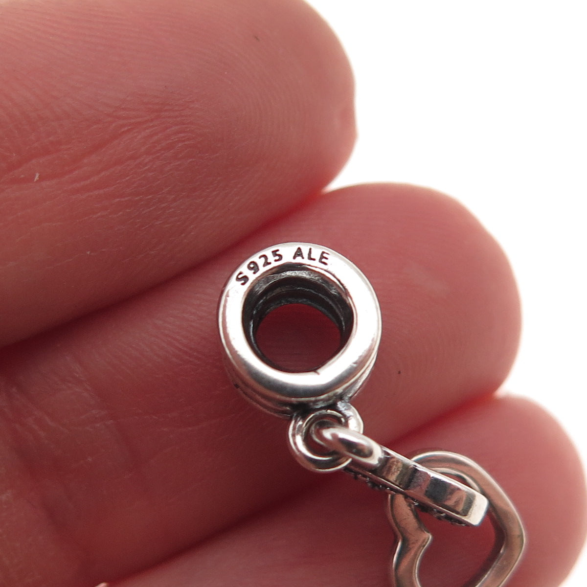 Pandora 925 Sterling Silver C Z Interlocking Hearts Dangle Charm