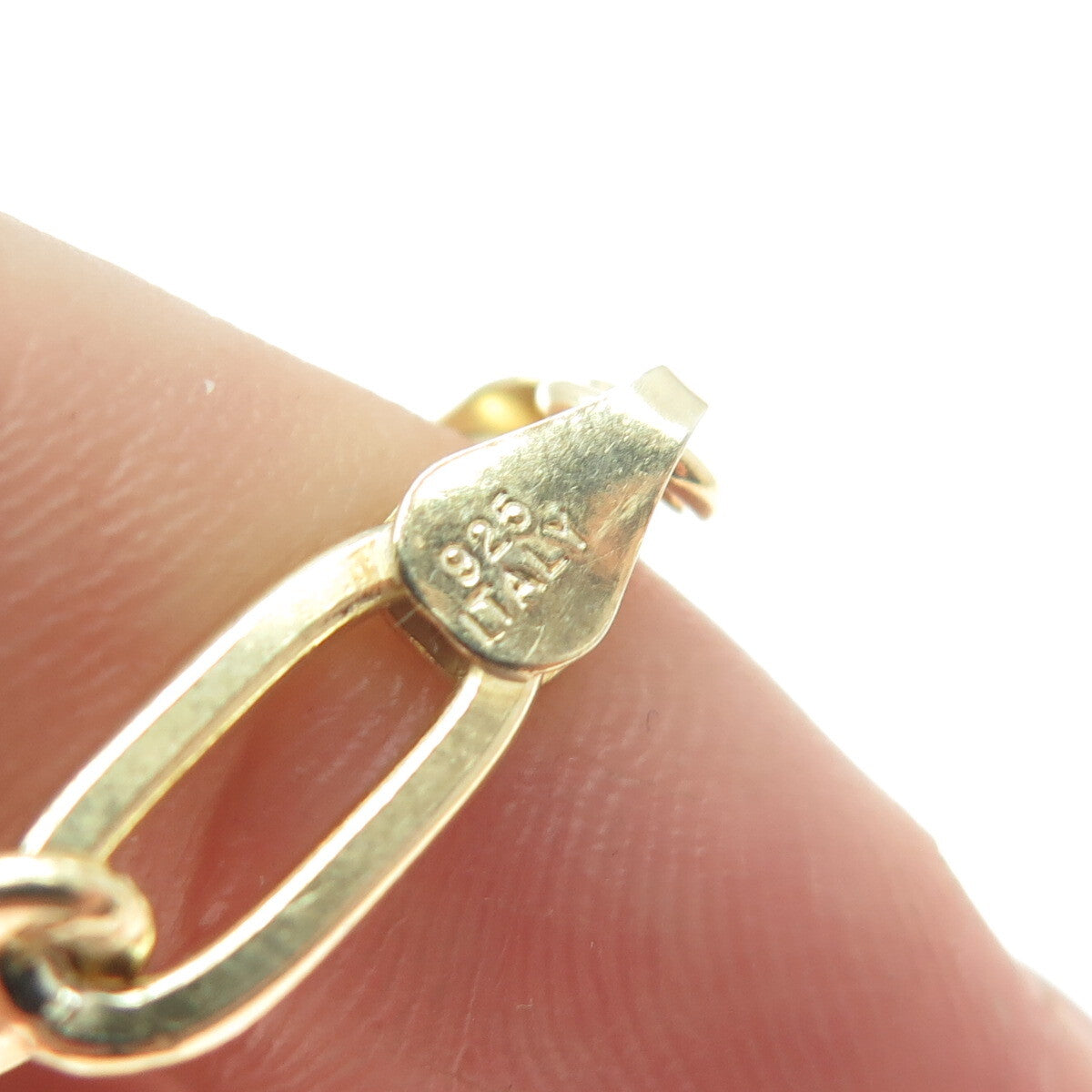 925 Sterling Silver Gold Plated Paperclip Link Bracelet 6.75"